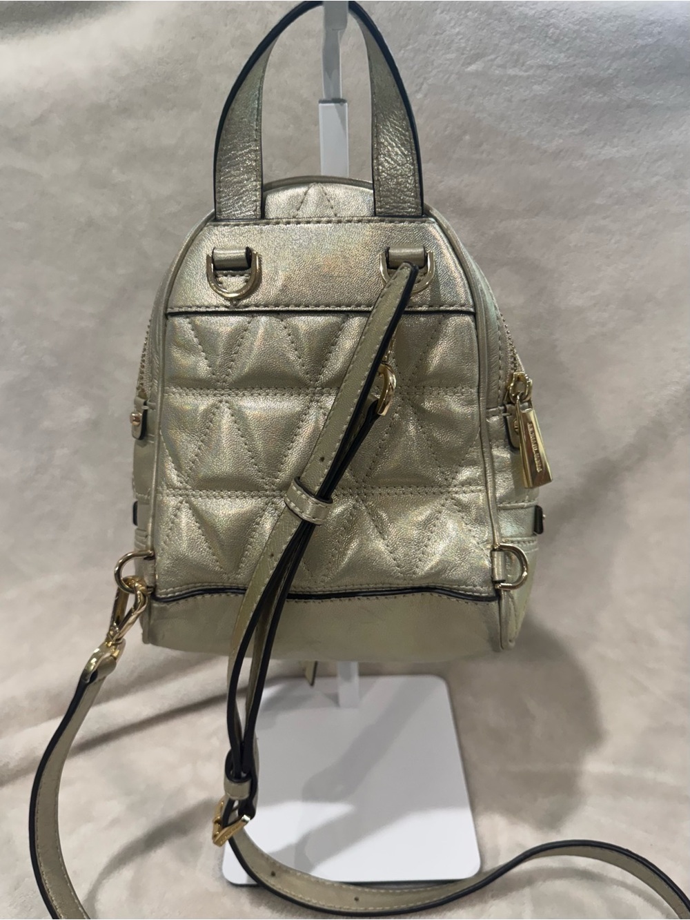 Michael Kors Rhea Metallic Quilted Mini Backpack - Picture 2 of 5